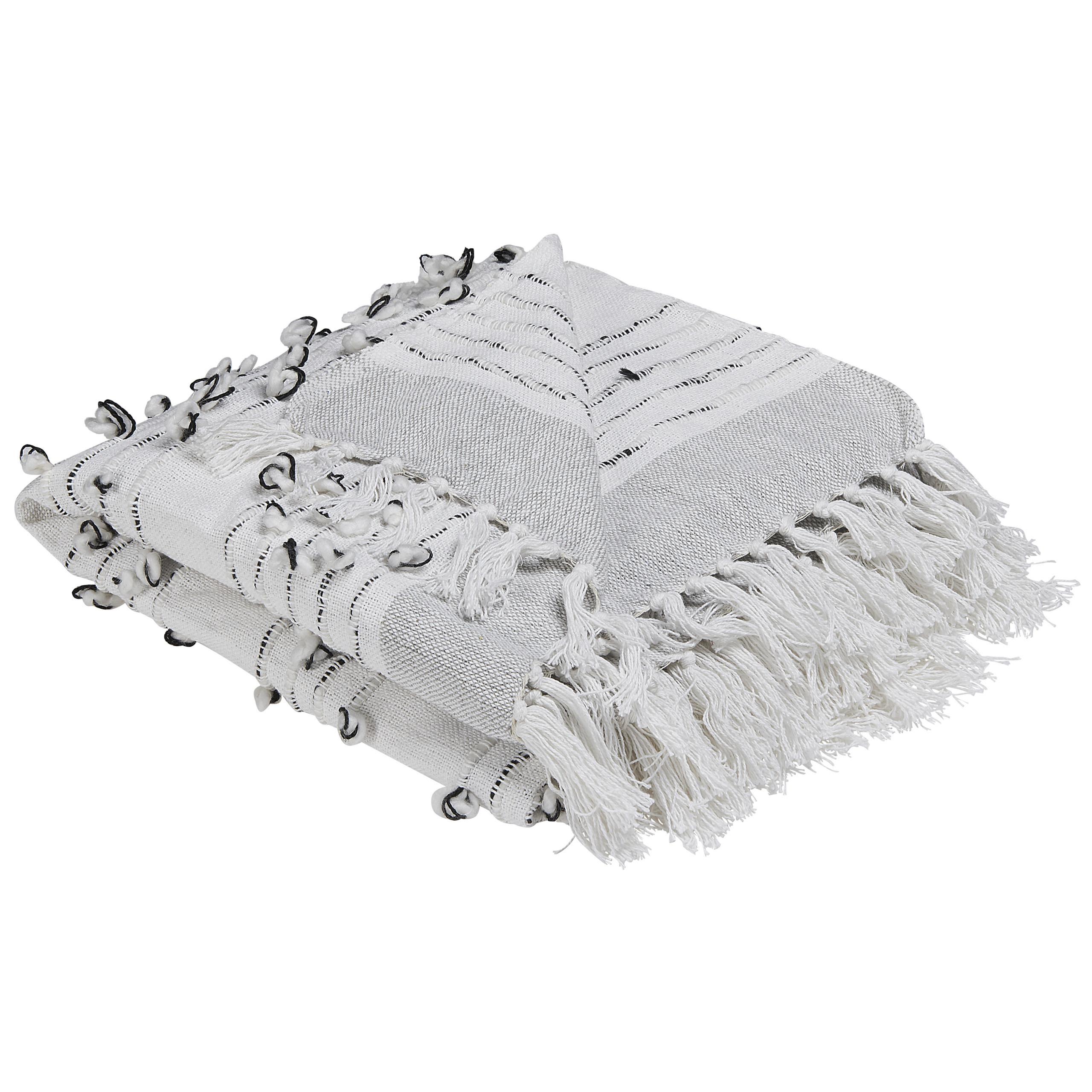 DECKE Hellgrau Yamalak 150/130 cm - Hellgrau, Textil (130/150cm) - Beliani