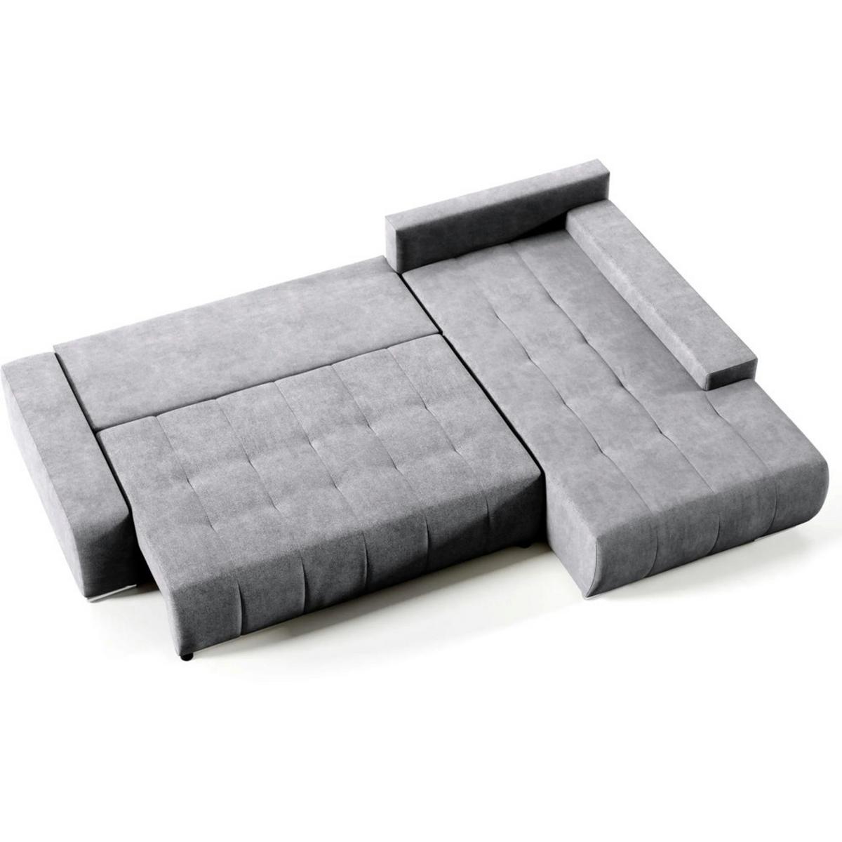 ECKSCHLAFSOFA Draco mit Schlaffunktion, rechts, Dunkelgrau - Dunkelgrau/Silberfarben, Textil/Metall (267/186cm) - Beautysofa