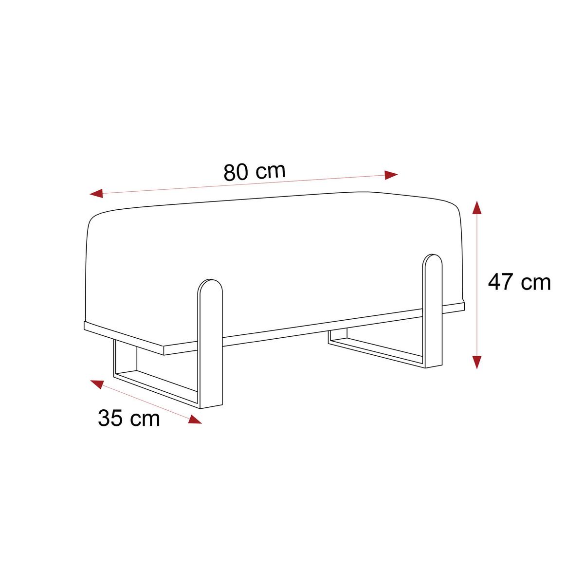 POLSTERBANK MARA 80 cm Schwarz / Grau ,Metallgestell - Grau, Textil/Metall (80/47/35cm) - Idohome