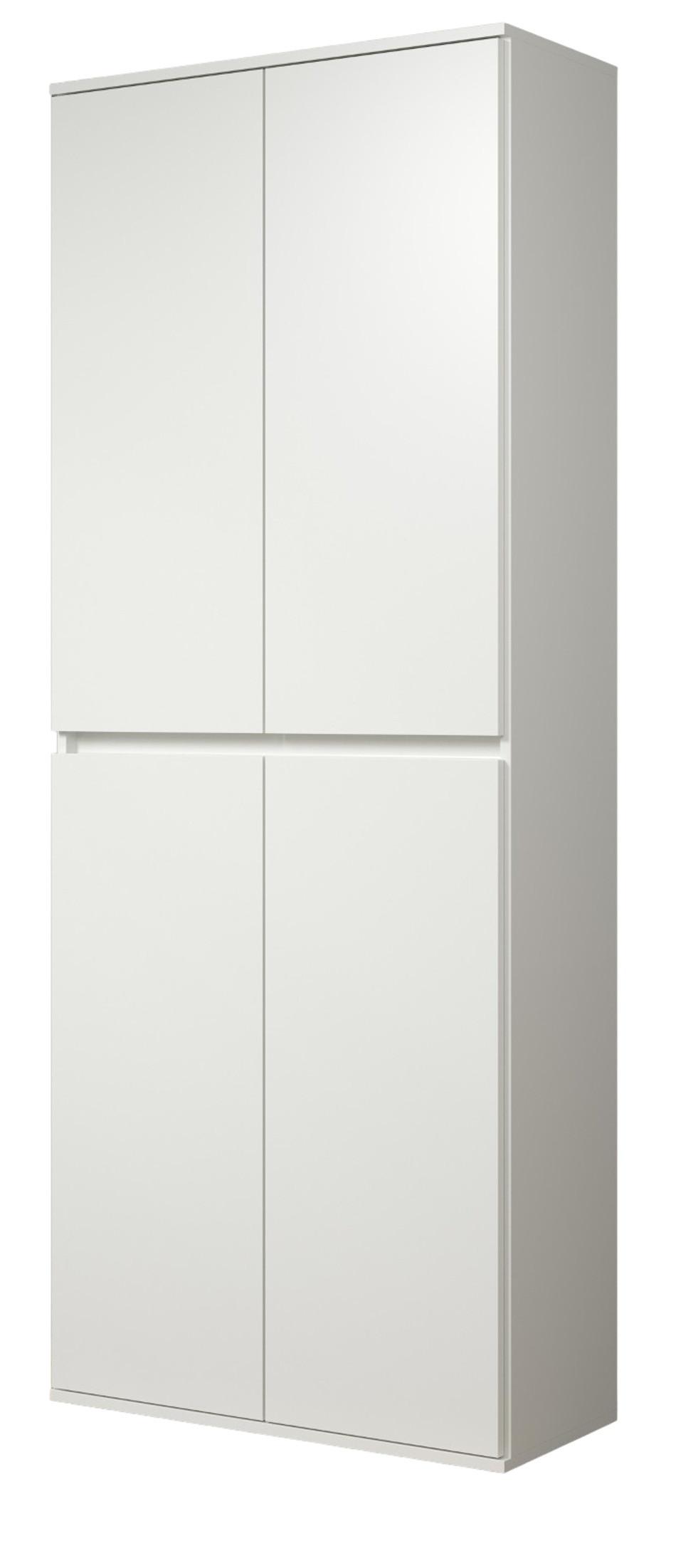 GARDEROBENSCHRANK weiß 74 x 191 cm, Schuhschrank 4-türig - Schwarz/Weiß, Holzwerkstoff/Kunststoff (74/191/34cm) - Top.Furn