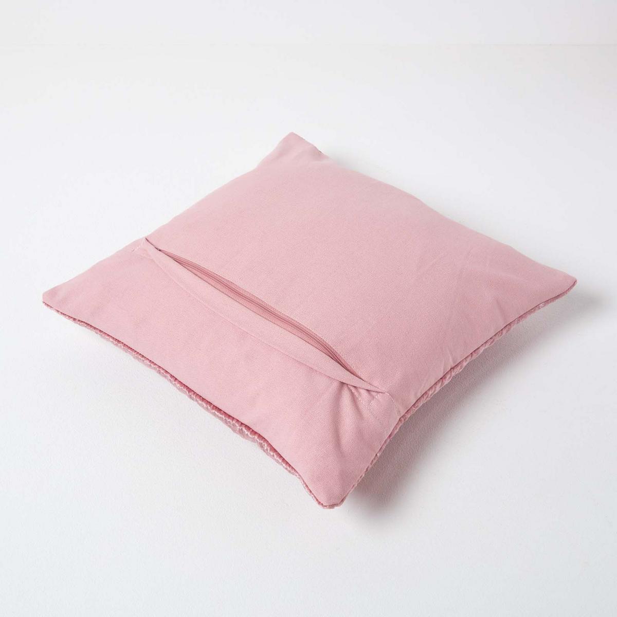 KISSENHÜLLE Pannesamt bestickt 40/40 cm - Altrosa, Textil (40/40cm) - Homescapes