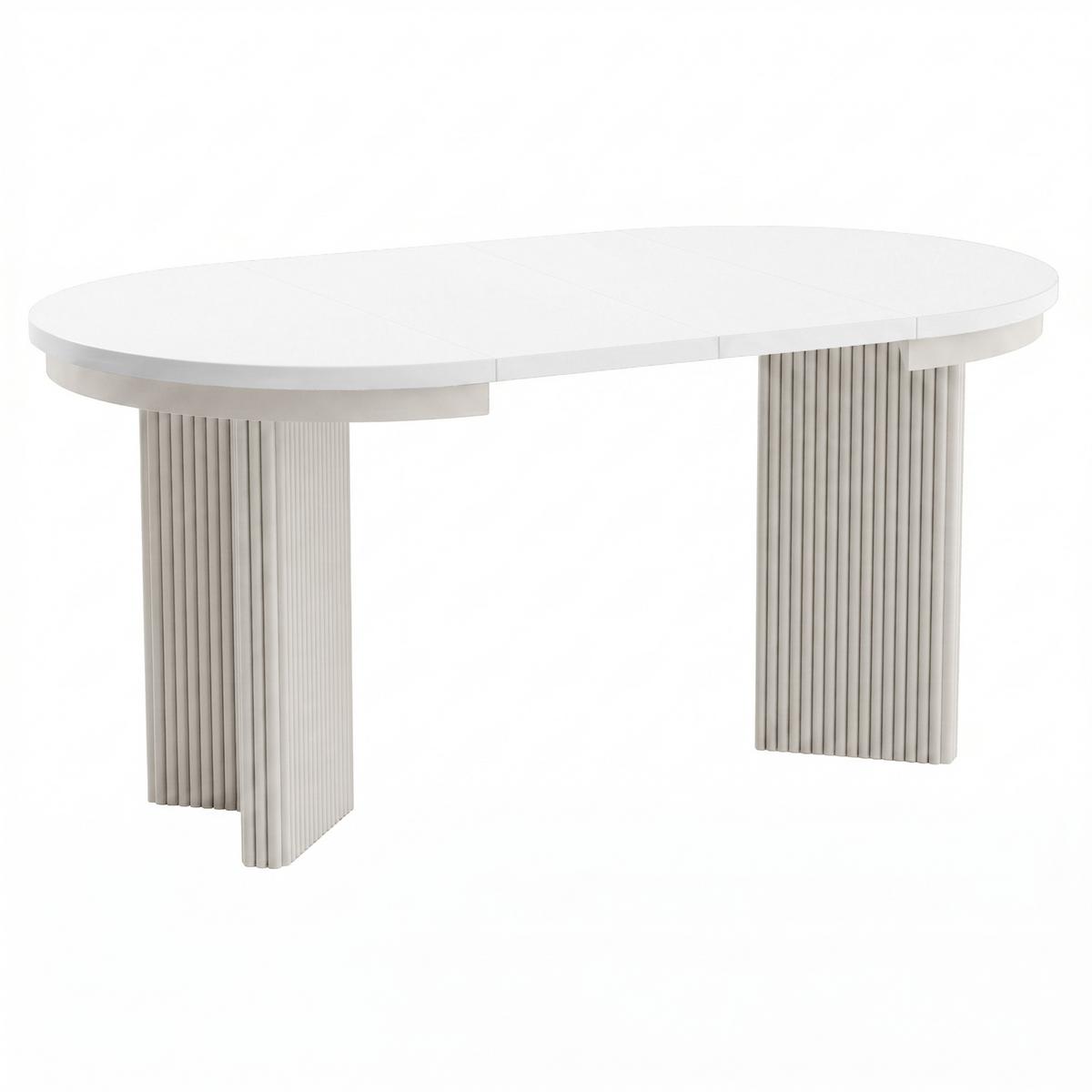 ESSTISCH Prestige runder Design-Tisch, ausziehbar Ø 120–200 cm, Weiß+Kaschmir-Beine - Kaschmir/Weiß, Metall (120/120/77cm) - Beautysofa