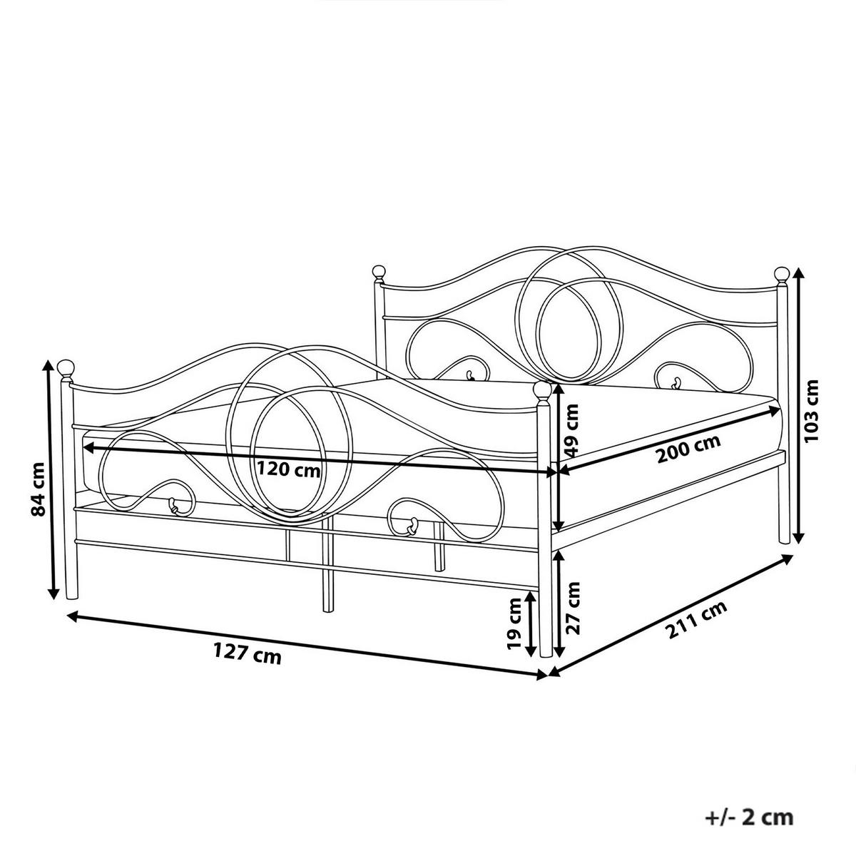 BETT mit Lattenrost 120/200 Stahl Hellbeige Lyra - Beige, Metall (120/200cm) - Beliani