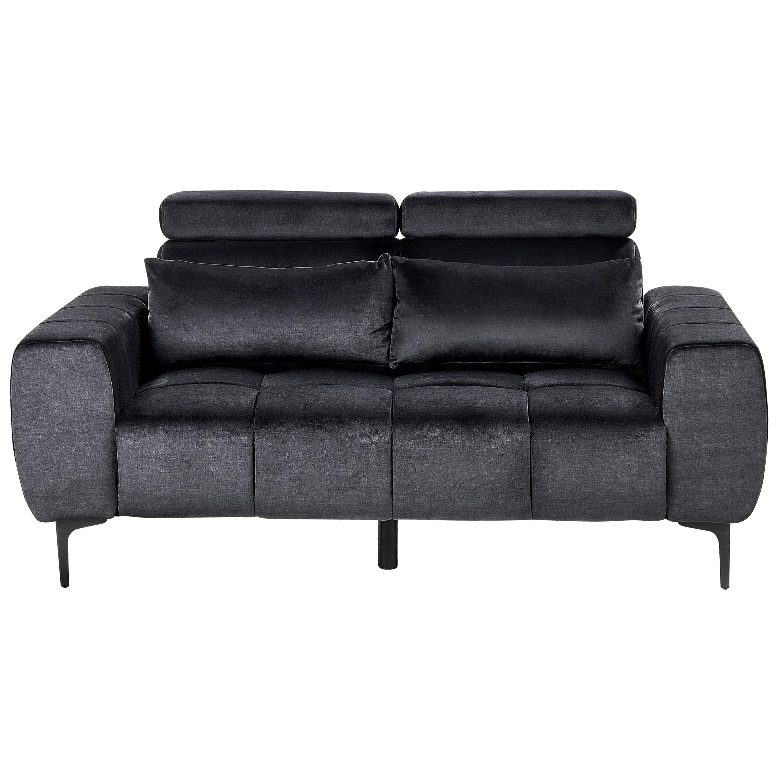 2-SITZER-SOFA Samtstoff schwarz Vegamo - Schwarz, Textil (176/97/110cm) - Beliani