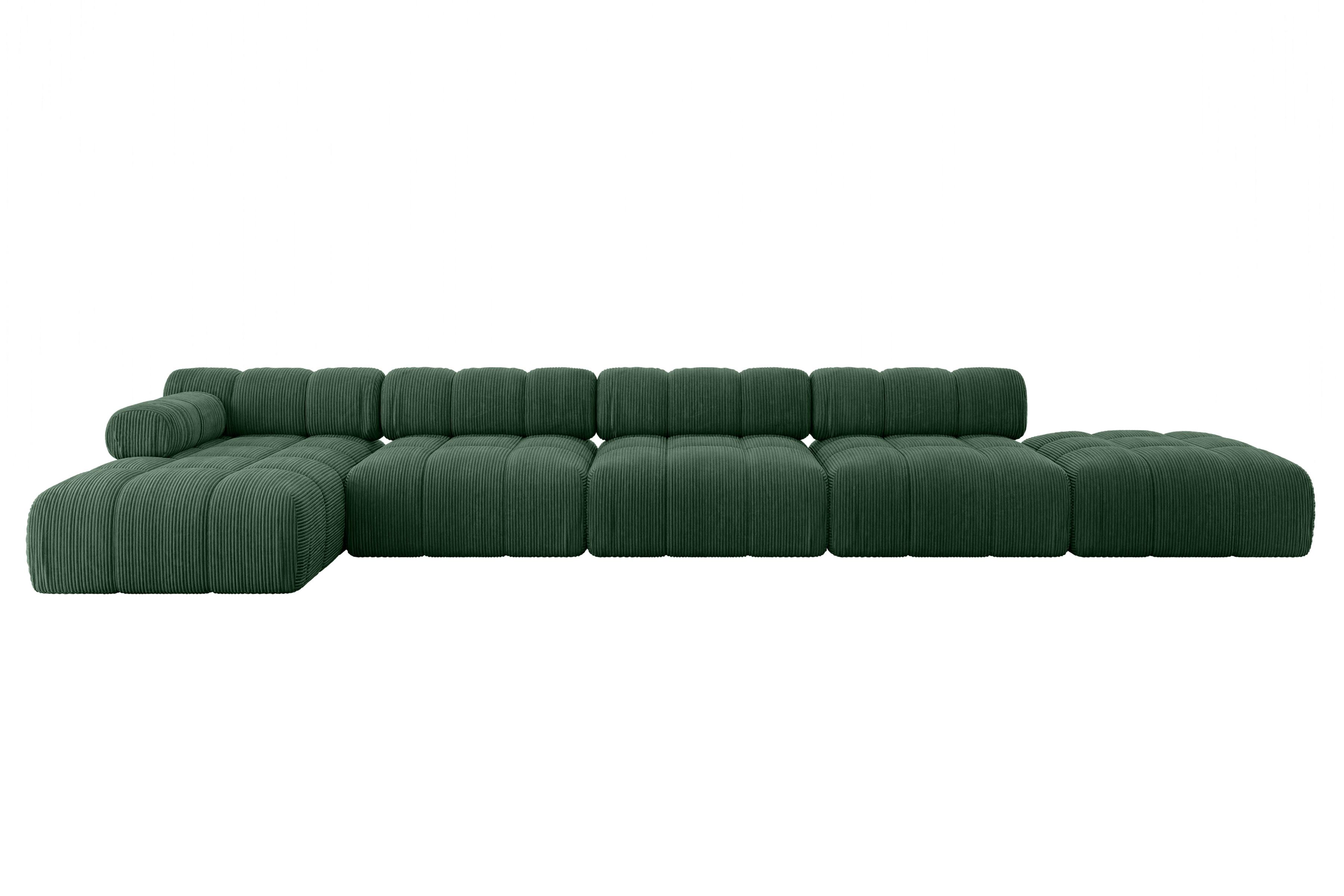 ECKSOFA modulares Sofa Lizur-L3 - 475x160x70 cm Grün Cord - Grün, Holzwerkstoff/Textil (475/160cm) - ALTDECOR