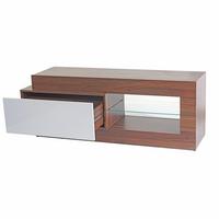 TV-RACK Walnuss Dekor, Hochglanz Reinweiß - Weiß Hochglanz/Walnussfarben, Holzwerkstoff (150/55/47cm) - MCW