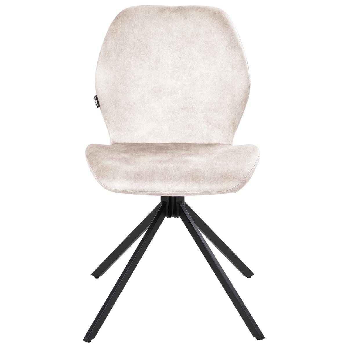 ESSZIMMERSTUHL 4er Set drehbar Samtstoff Hellbeige Morrison - Beige/Schwarz, Textil/Metall (50/86/56cm) - Beliani