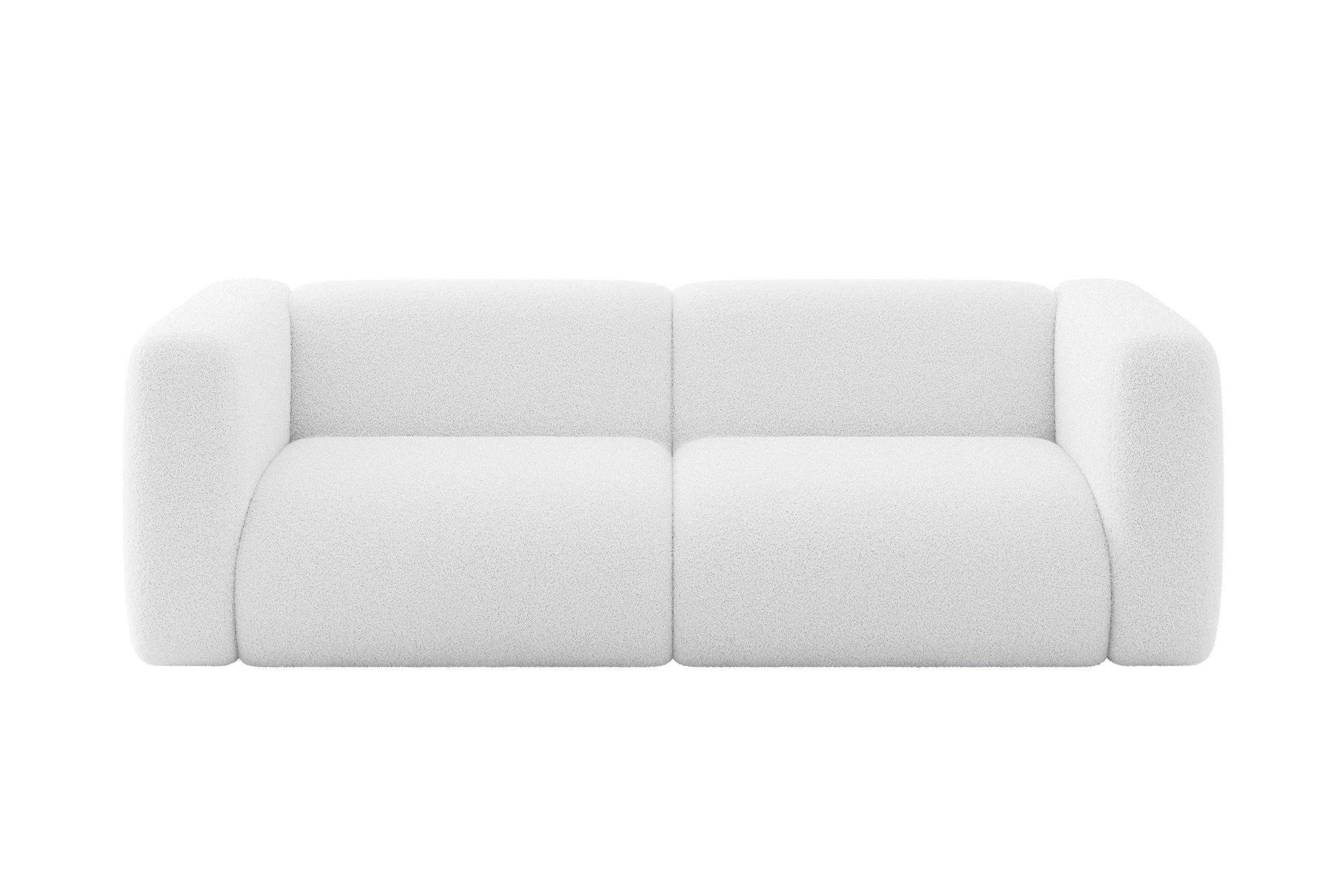 MODULARES Sofa 2-SITZER MIRA-S1 228x89x70 Weiß cm Bouclé - Schwarz/Weiß, Holzwerkstoff/Kunststoff (228/70/89cm) - ALTDECOR