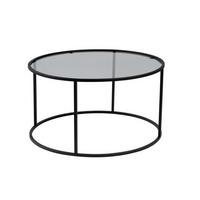 COUCHTISCH mit Glasplatte 80/80/43 cm - Schwarz, Metall (82/80/43cm) - Calicosy