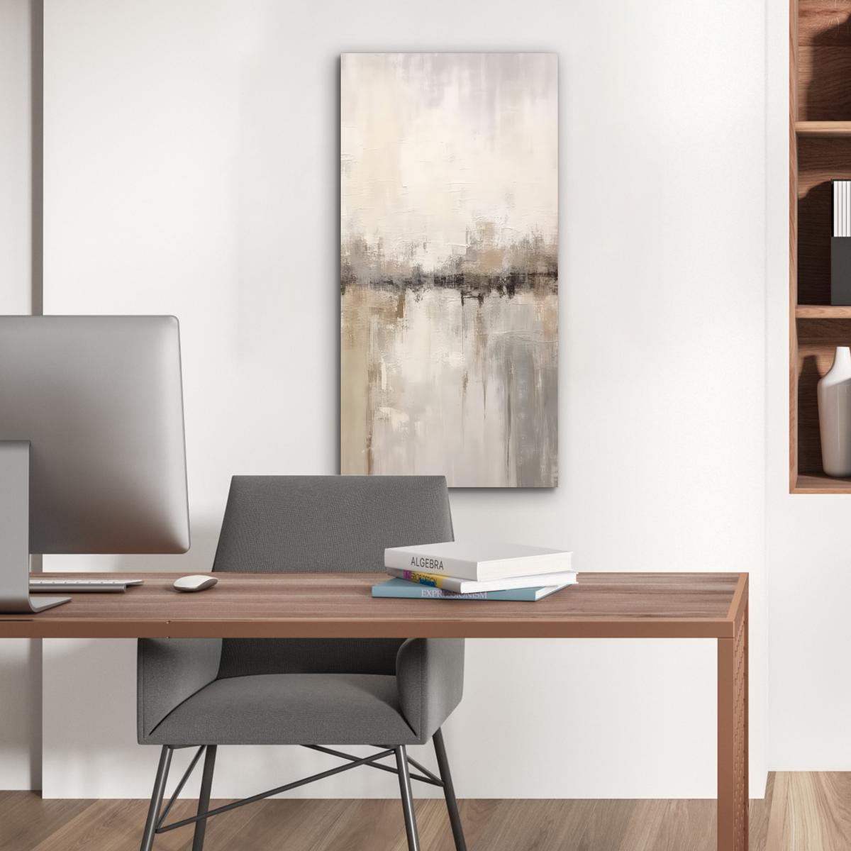 METALLBILD Moderne Kunst - Abstrakt - Beige 40x80 cm - Beige, Metall (40/80cm) - MuchoWow
