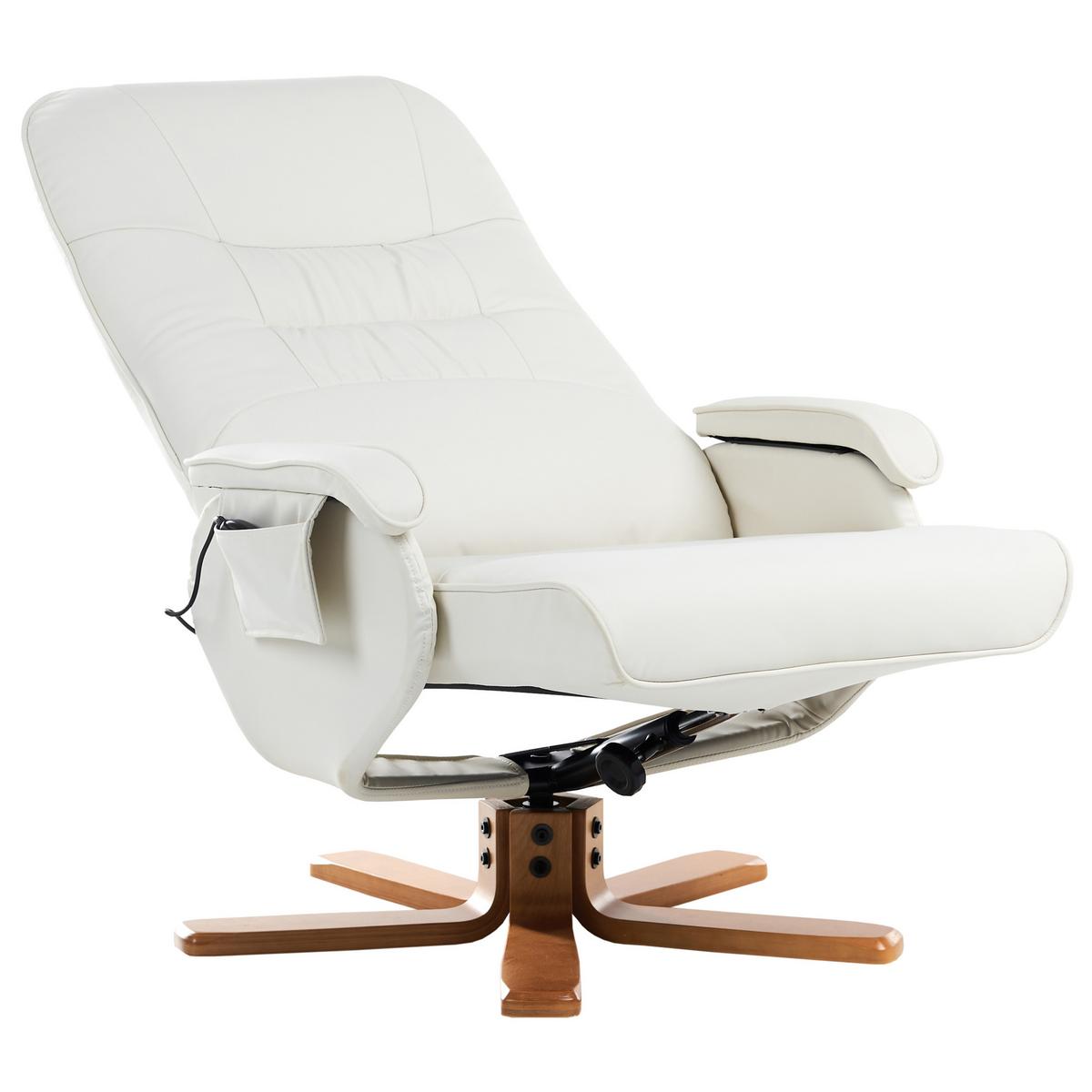 MASSAGESESSEL mit Fußhocker Kunstleder Beige Relaxpro - Beige, Holz/Textil (70/98/50cm) - Beliani