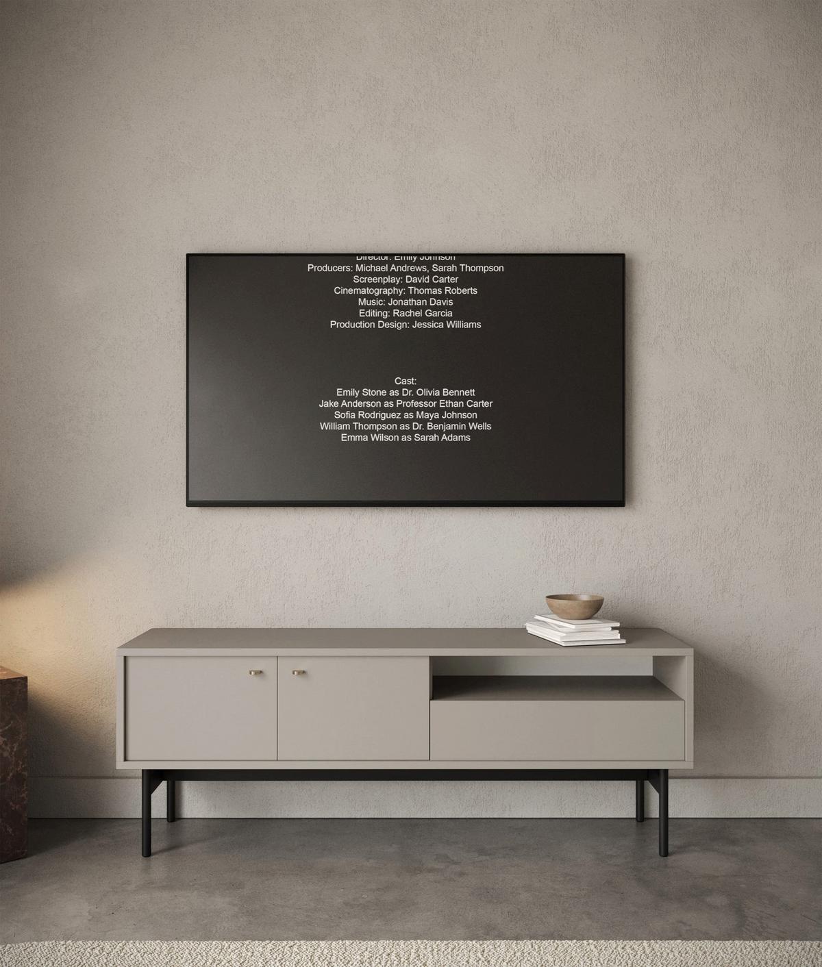 TV-LOWBOARD Olar II GREIGE 154 CM - Kaschmir/Goldfarben, Holzwerkstoff/Metall (154/56.6/38cm) - Selsey