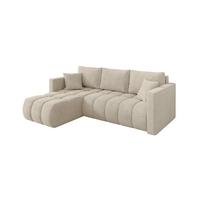 ECKSOFA mit Schlaffunktion Ottomane Links GARD-L 226x146x85 Creme Velours - Creme/Schwarz, Holzwerkstoff/Kunststoff (226/146cm) - ALTDECOR