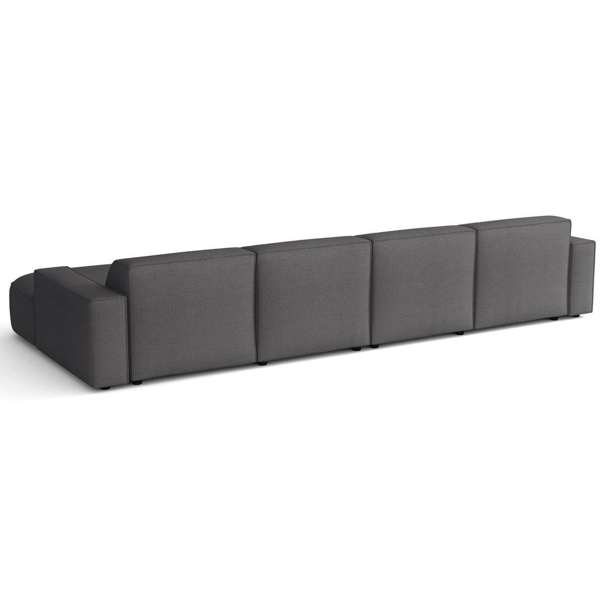 WOHNLANDSCHAFT Sallmo U-Form, universell, 3-Sitzer 374 cm - Dunkelgrau/Schwarz, Kunststoff/Textil (374/70/166cm) - Selsey