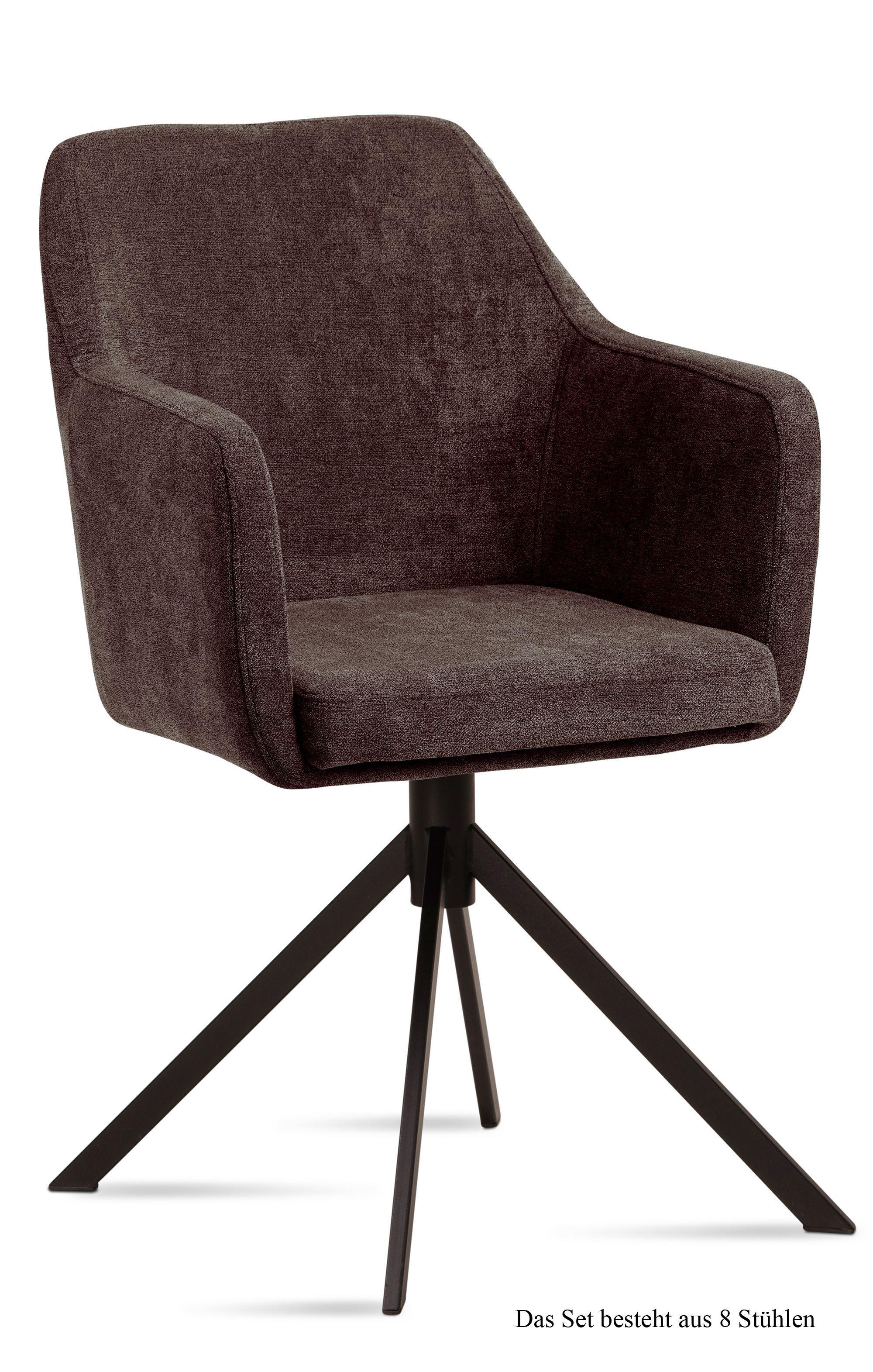 ARMLEHNSTUHL (8er-Set) Dulcy 57x87x60 Schwarz/Braun - Schwarz/Braun, Kunststoff (60/87/57cm) - 58aufmkessel