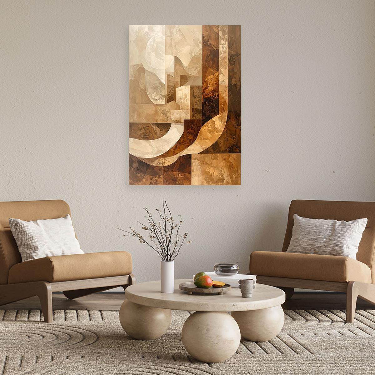 LEINWANDBILD Abstraktion 60x90cm - Beige, Textil (60/90cm) - Feeby