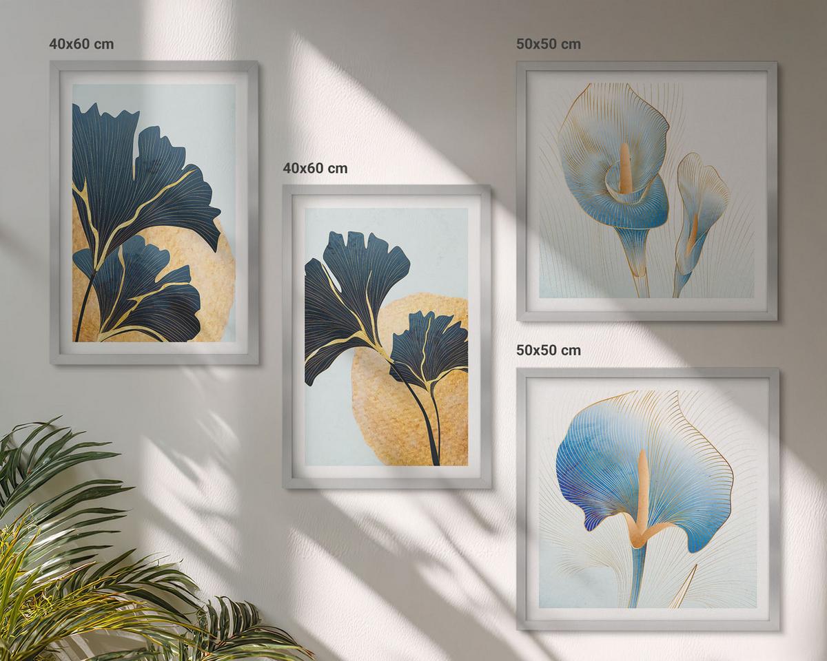 BILDER SET 4er Set - 50x50 cm & 40x60 cm Silberner Rahmen - Zitronenweinporträt Kahlo - Silberfarben, Kunststoff (50/50cm) - TULUP