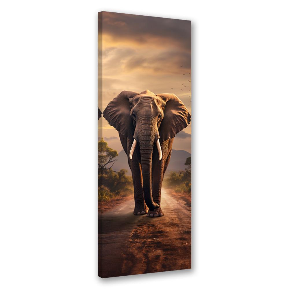 WANDBILD laufender elefant - Braun, Textil (30/90cm) - Feeby
