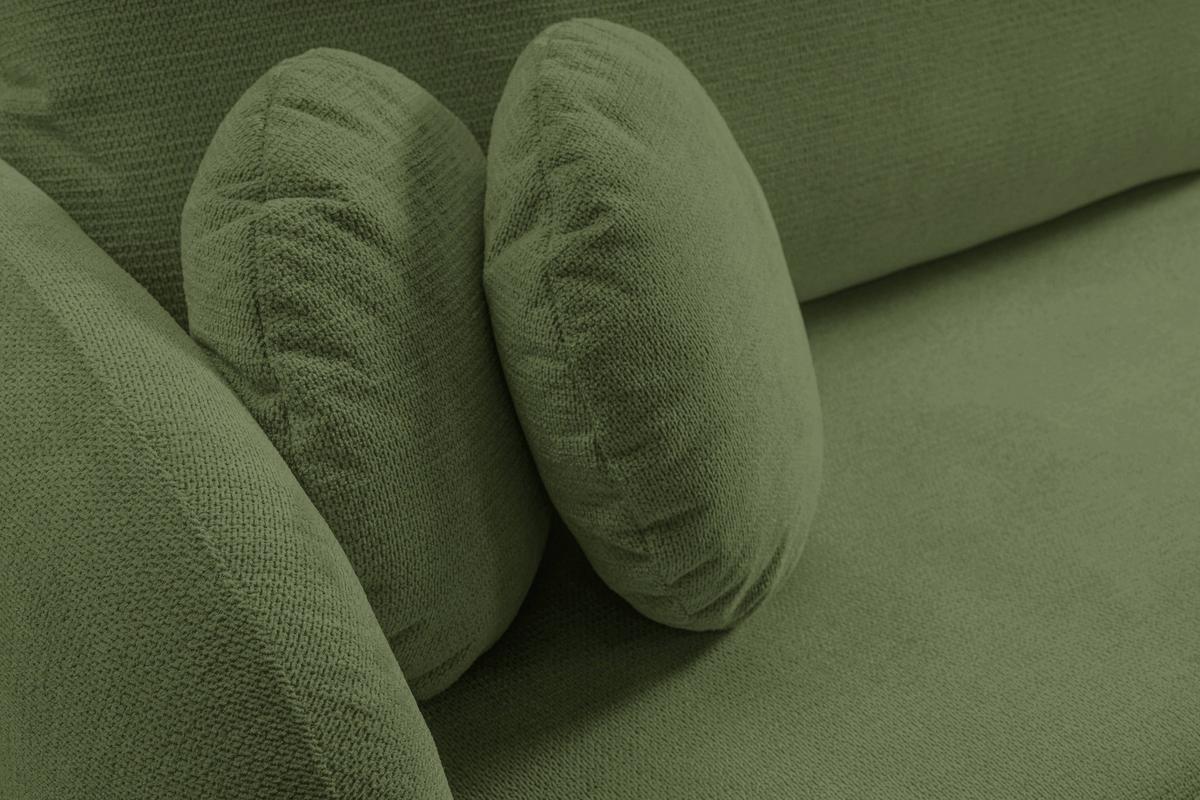 ECKSOFA AMICO R-S Olivgrün Geflochtener Stoff mit Schlaffunktion - Olivgrün, Holz (248/174cm) - MASSENO