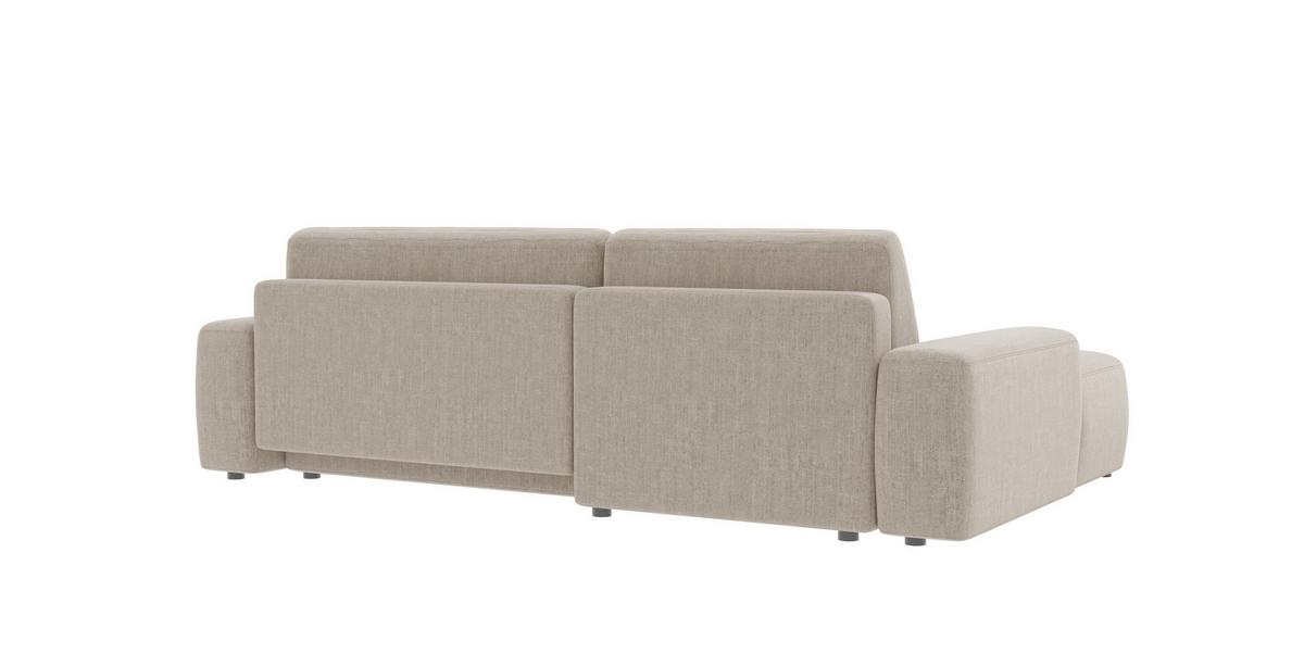 ECKSOFA Lopez Beige Samt-Stoff - Beige/Schwarz, Holz/Kunststoff (264/162cm) - S-Style Möbel