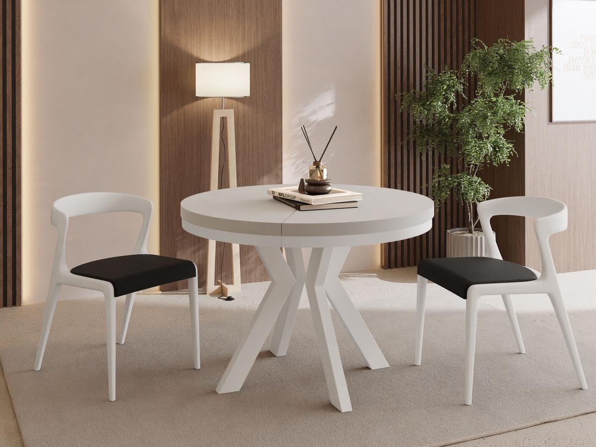 ESSTISCH Savio Weiß Neo rund ausziehbar verlängerbar XXL, Kaschmir 100-200/100/77 cm - Kaschmir/Beige, Holz/Holzwerkstoff (100/200/77cm) - WFL GROUP