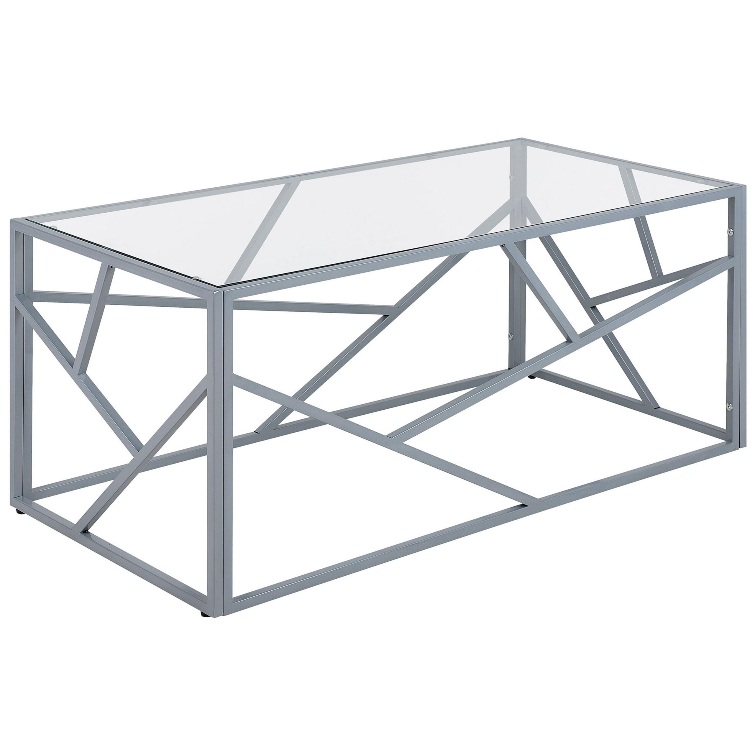 COUCHTISCH Glas silber rechteckig 50/100 cm Orland - Silberfarben, Glas (50/100/45cm) - Beliani