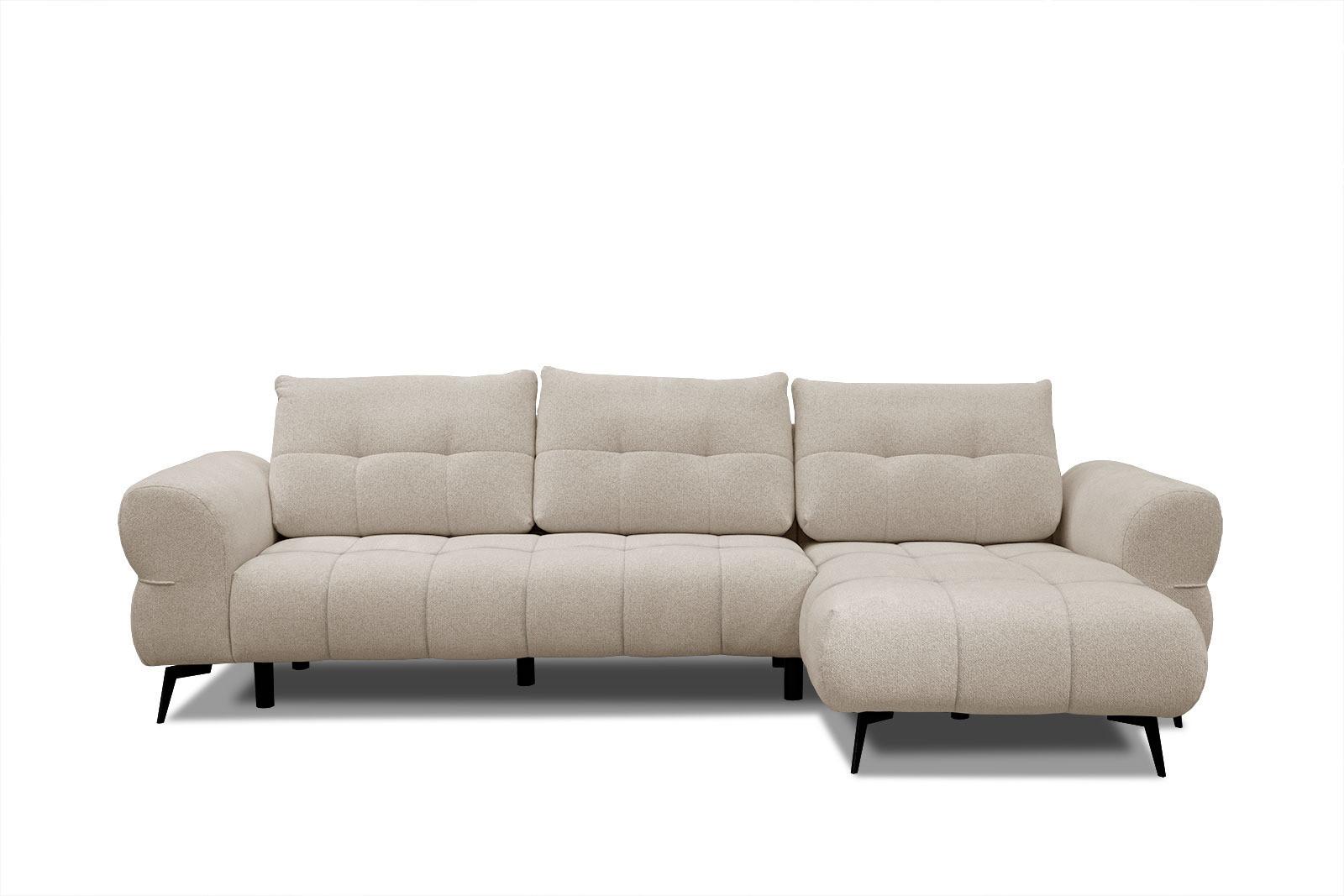 ECKSOFA SALVINI 4-Sitzer, ecru - Ecru/Schwarz, Holzwerkstoff/Textil (292/158cm) - Wozimo