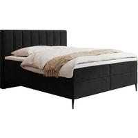 BOXBETT Allen mit Bettkasten, Samt Schwarz 120x200 cm – inkl. H4 Taschenfederkern Matratze & Foam Topper - Schwarz Hochglanz/Schwarz, Holz/Holzwerkstoff (120/200cm) - WFL GROUP