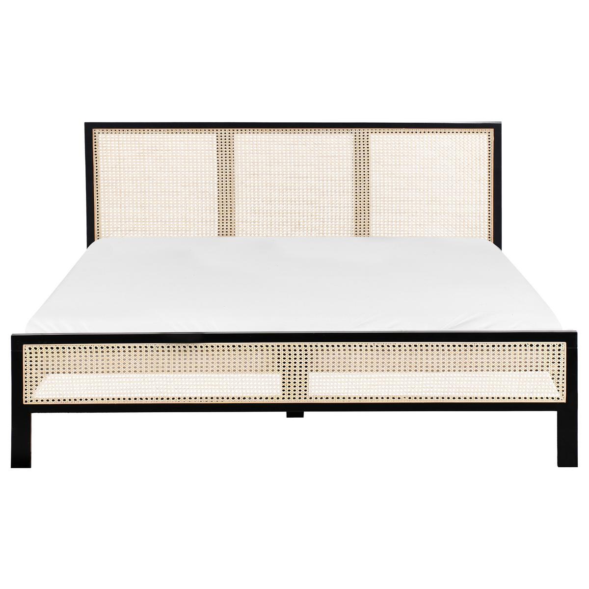 BETT mit Lattenrost 180/200 cm Hellbraun Salernas - Hellbraun/Schwarz, Holz (180/200cm) - Beliani