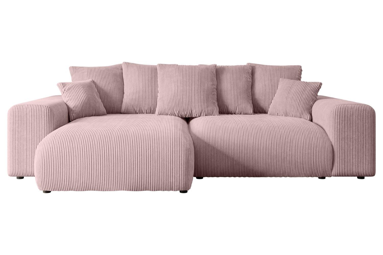 ECKSOFA Ottomane links ESKAR-L 266x176x72 Rosa Cord - Schwarz/Rosa, Holzwerkstoff/Kunststoff (266/176cm) - ALTDECOR