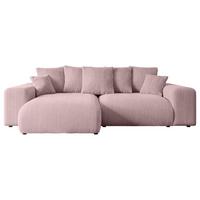 ECKSOFA Ottomane links ESKAR-L 266x176x72 Rosa Cord - Schwarz/Rosa, Holzwerkstoff/Kunststoff (266/176cm) - ALTDECOR