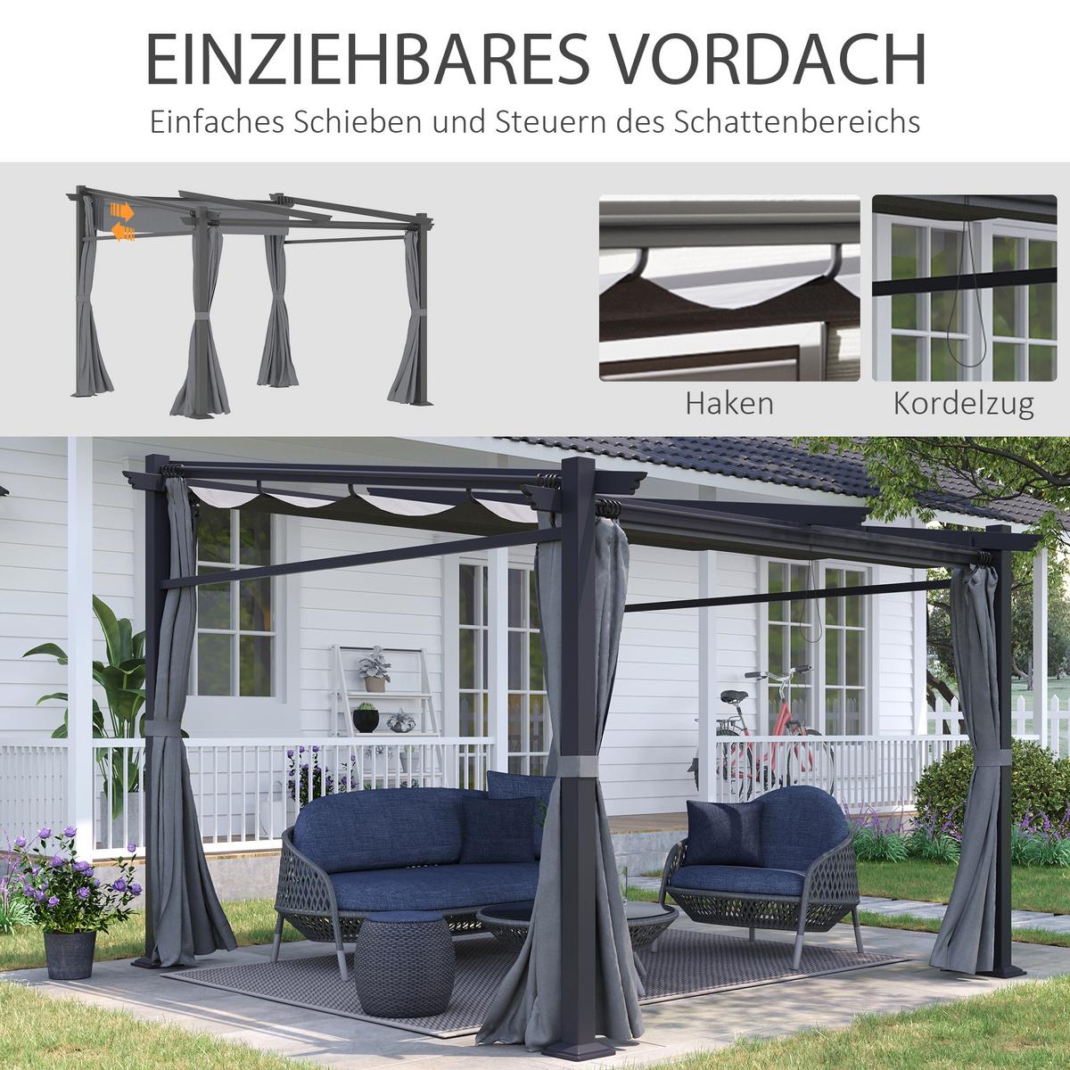 PERGOLA Stahl Alu Polyester Dunkelgrau - Dunkelgrau, Metall (295/230/297cm) - Outsunny