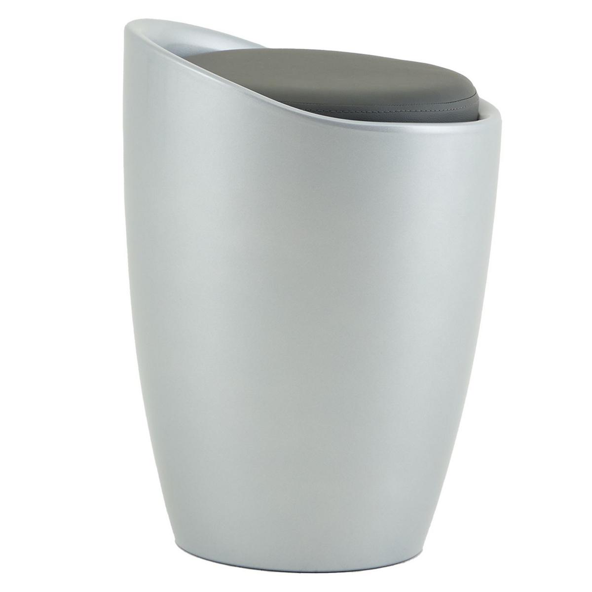 SITZHOCKER DANIEL grau - Grau, Kunststoff/Textil (35/50/35cm) - IDIMEX