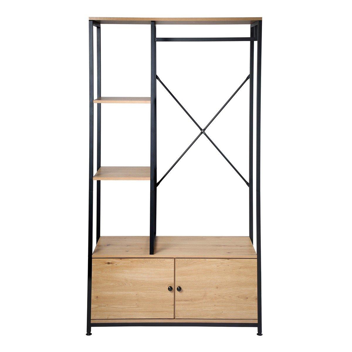 KLEIDERSTÄNDER mit Regalen und Ablagen 2 Türen 90/40/167 cm - Eichefarben, Holzwerkstoff (40/167/90cm) - Calicosy