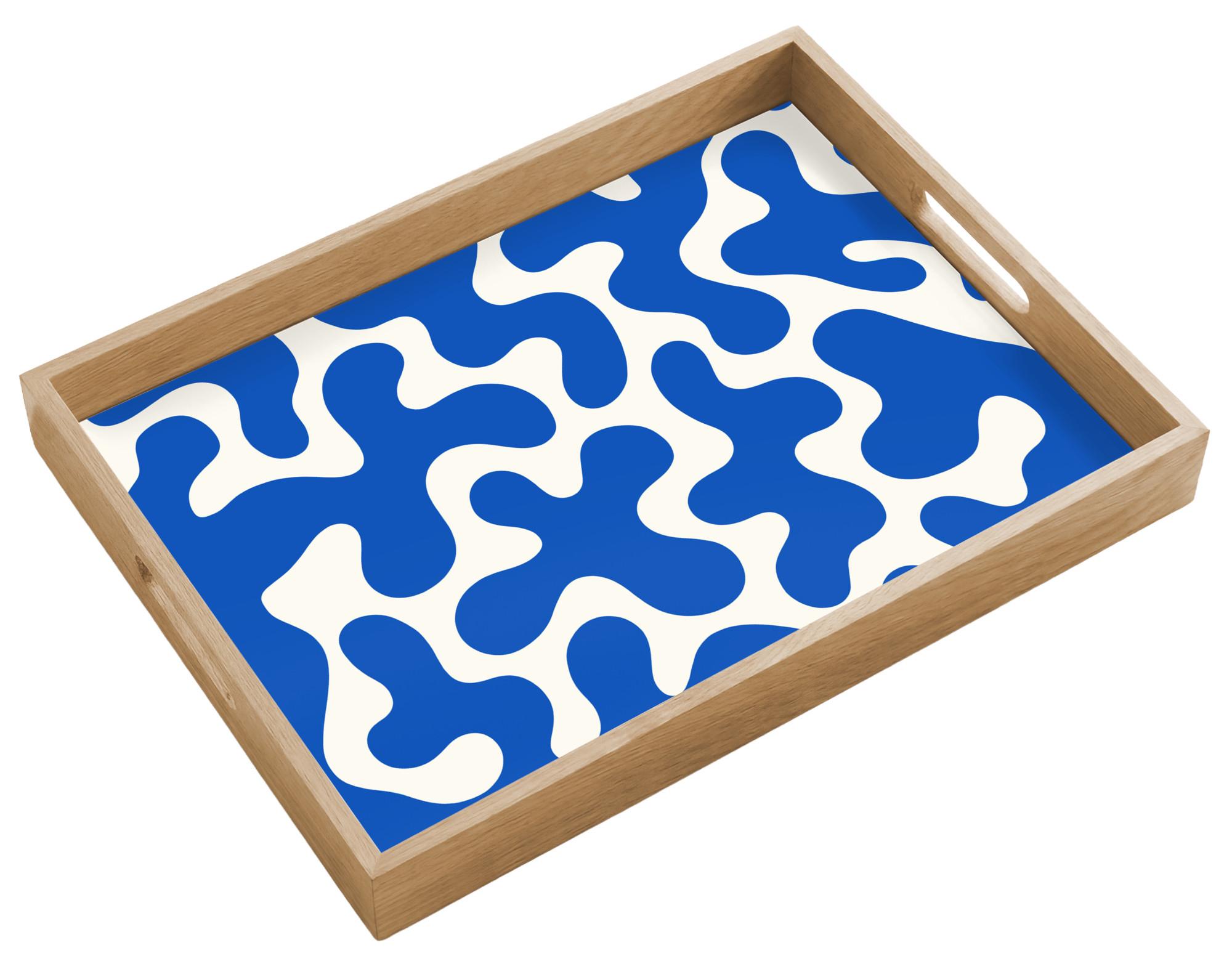 TABLETT Formen - Abstrakt - Blau - Wellen 50x35 cm - Blau, Holz (50/5/5cm) - OnlyWow