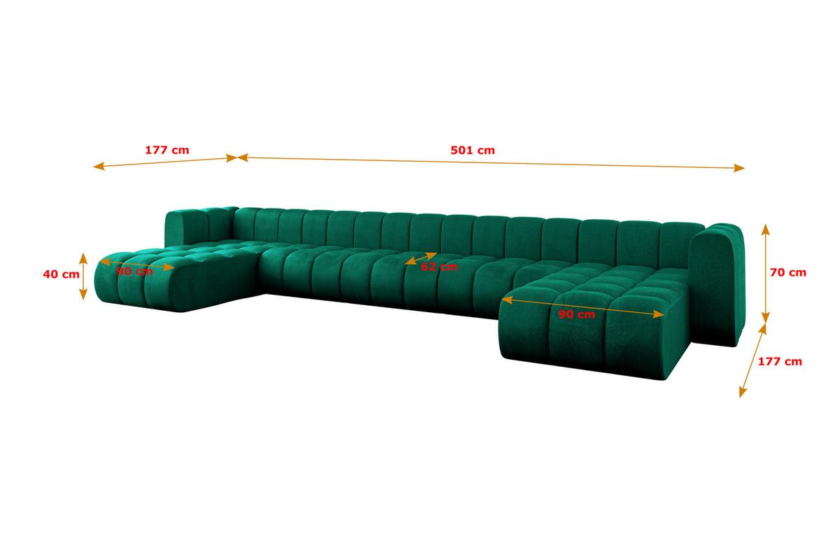 WOHNLANDSCHAFT modulares Sofa Joren-U3 - 501x177x70 cm Grün - Dunkelgrün, Holzwerkstoff/Textil (501/70/177cm) - ALTDECOR