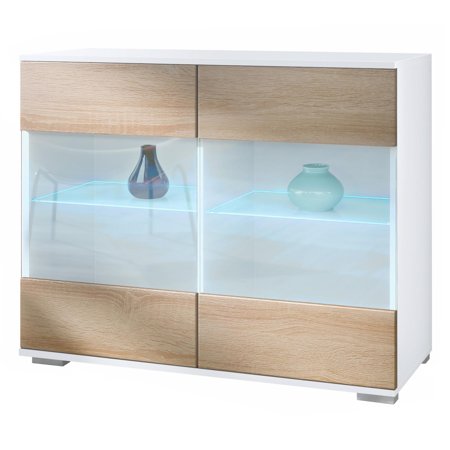 KOMMODE Bari Eiche sägerau - Eiche San Remo, Holzwerkstoff (92.5/75.5/35cm) - Vladon