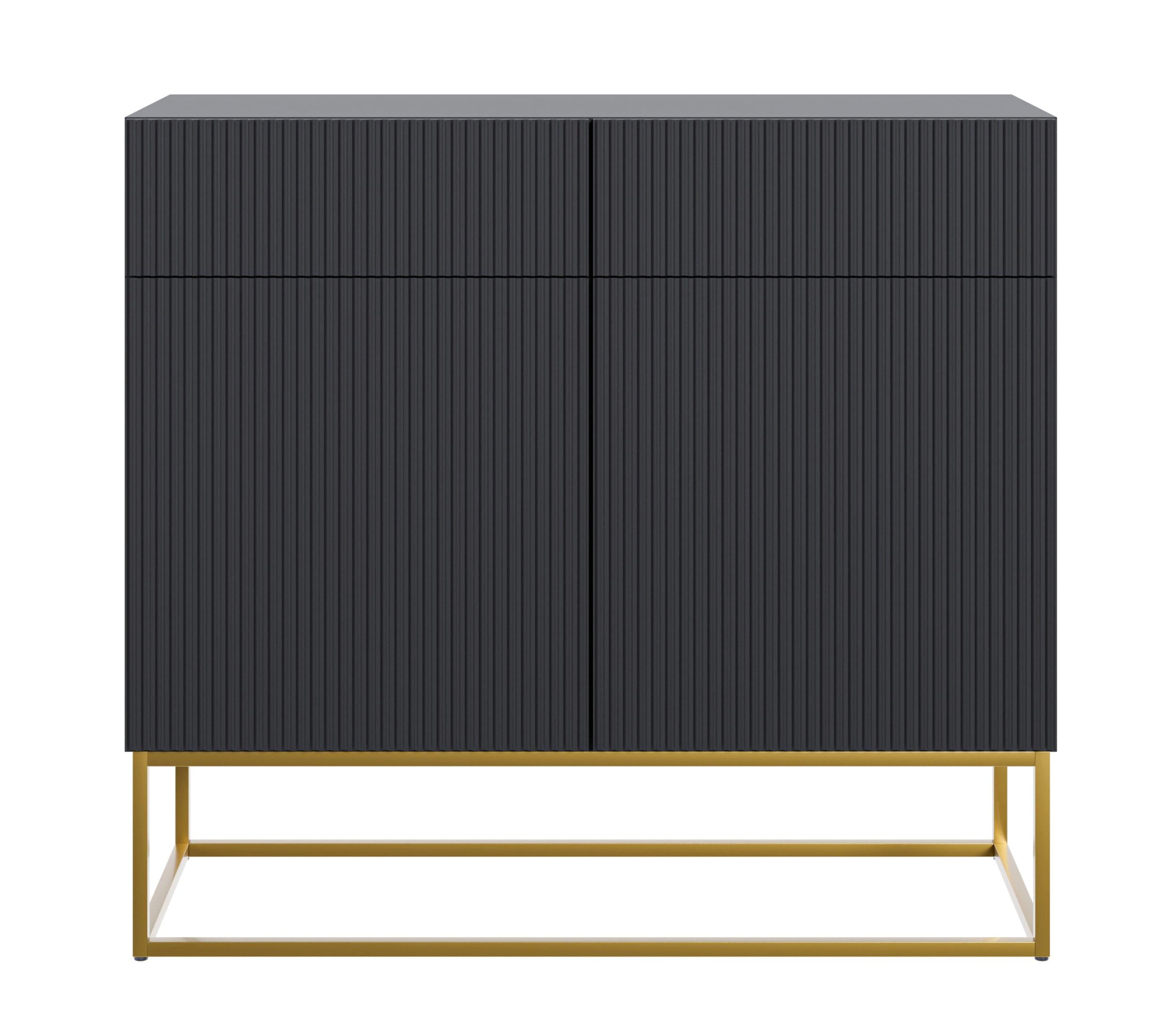 KOMMODE Veldio Schwarz mit goldenem Metallgestell 100 cm - Goldfarben/Schwarz, Holzwerkstoff/Metall (100/90/38cm) - Selsey