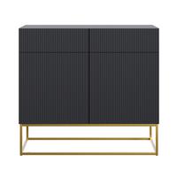 KOMMODE Veldio Schwarz mit goldenem Metallgestell 100 cm - Goldfarben/Schwarz, Holzwerkstoff/Metall (100/90/38cm) - Selsey