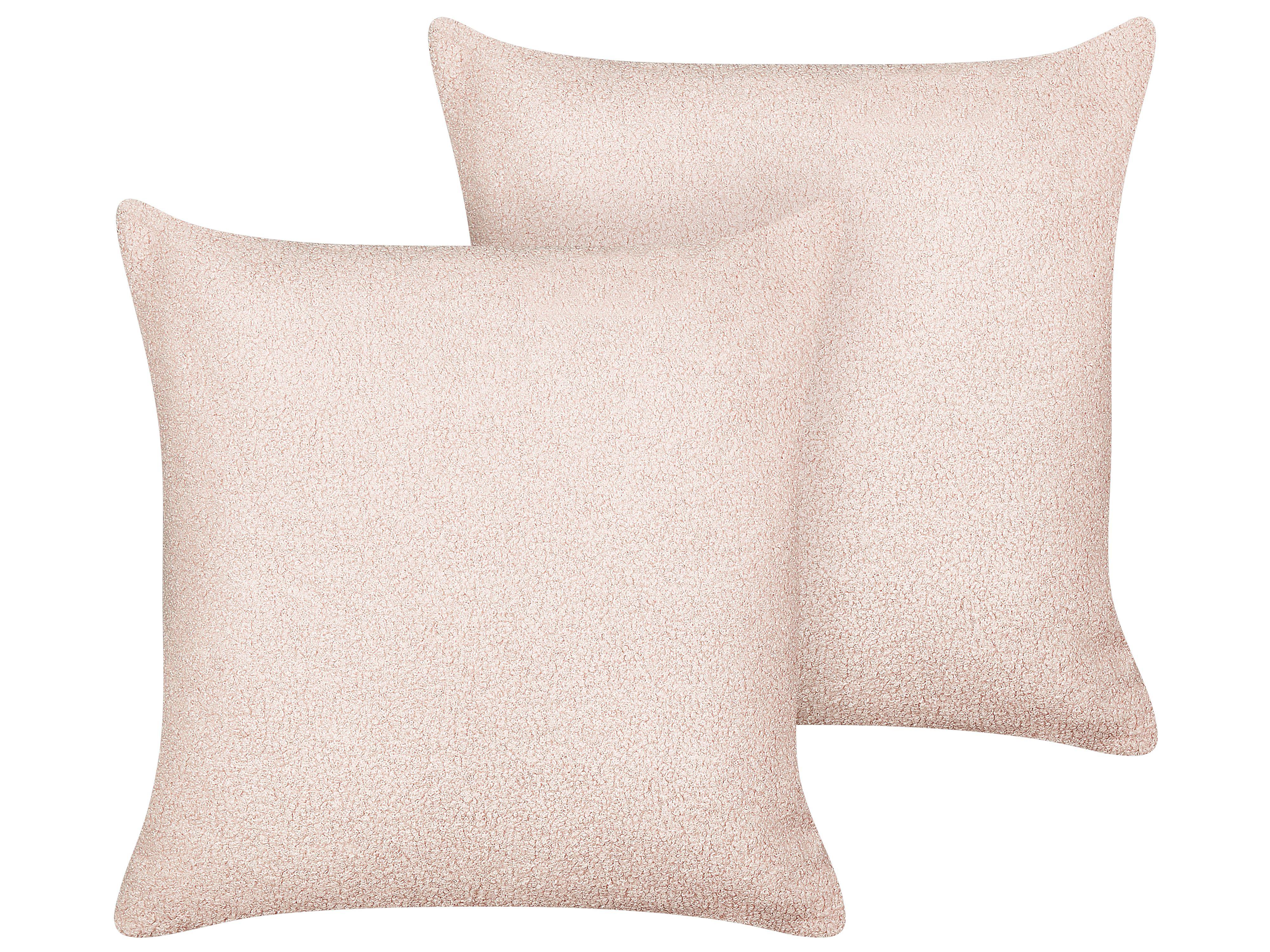 DEKOKISSEN 2er-Set Pastellrosa 45/45 cm Leuzea - Pink, Textil (45/45cm) - Beliani