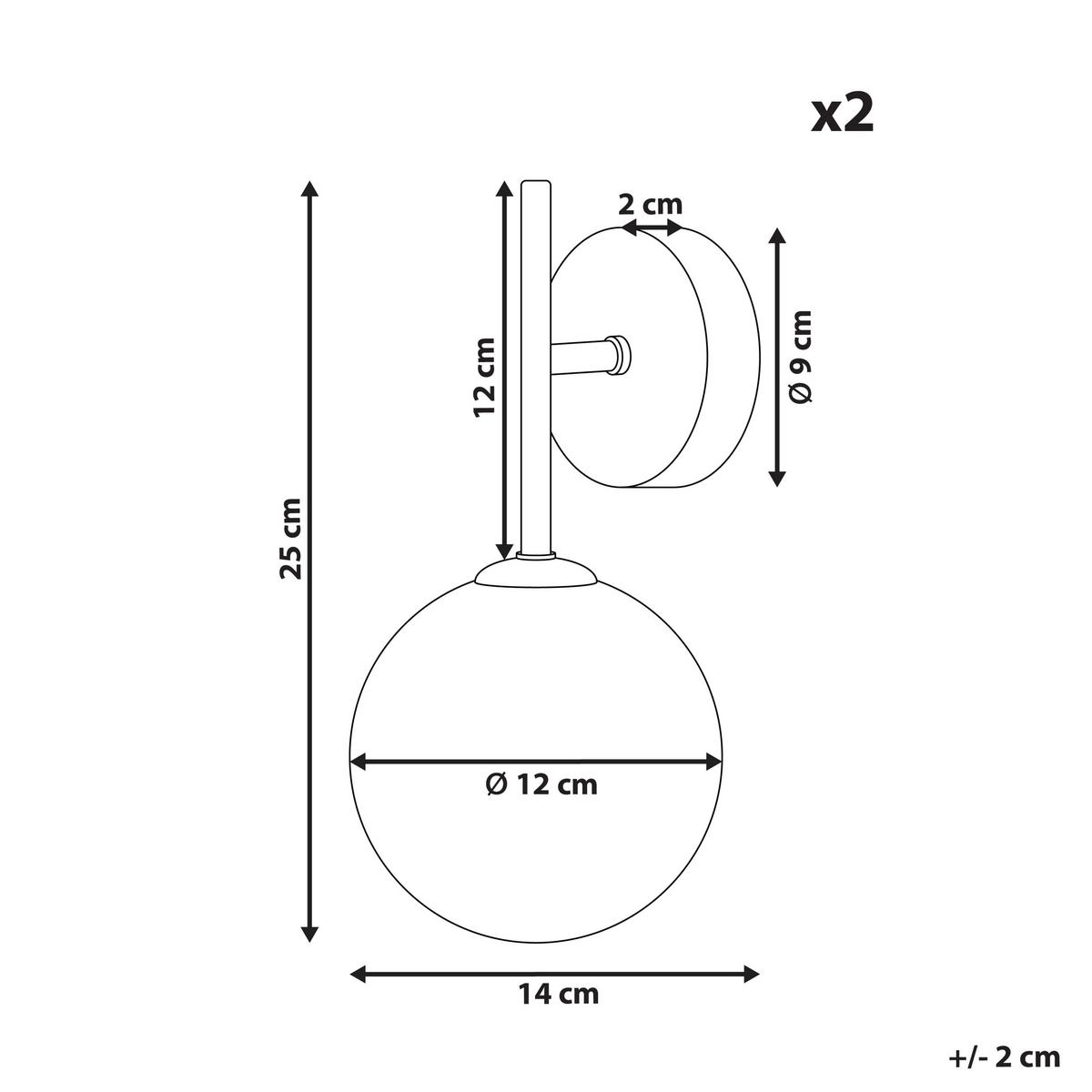 WANDLAMPE Gold Anadyr - Pink/Goldfarben, Glas (14/25/14cm) - Beliani