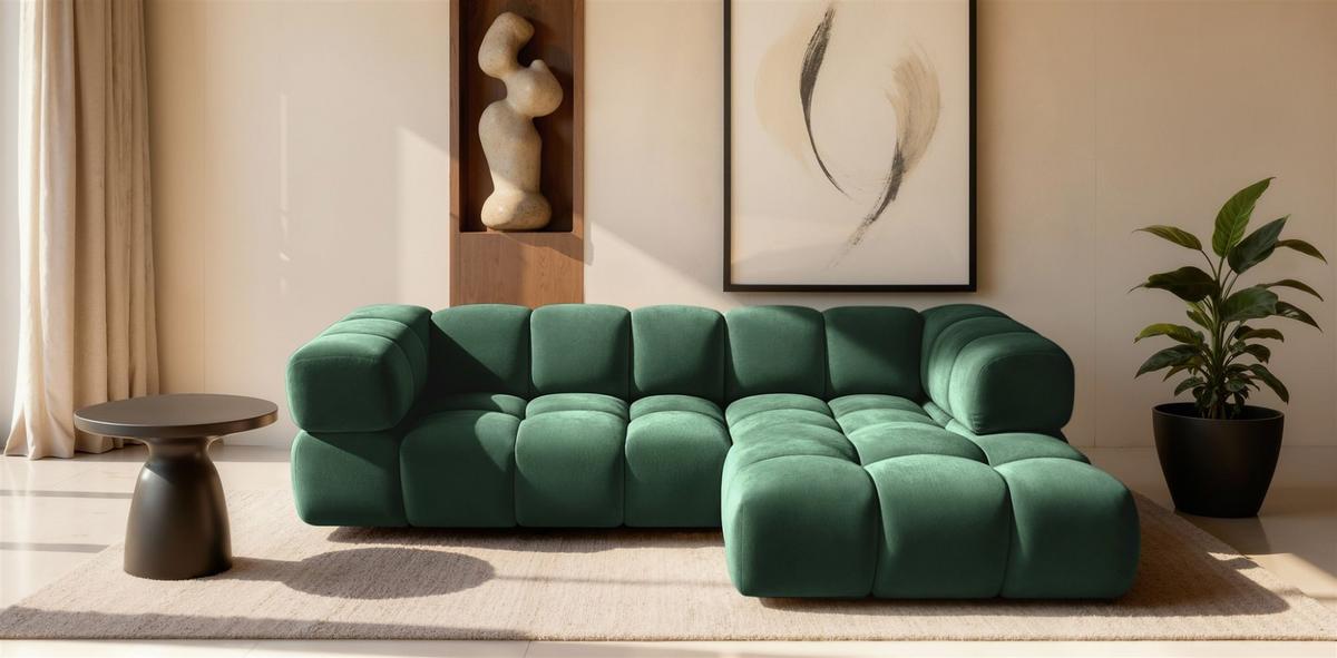 ECKSOFA Blanche In Bluvel - Grün, Holzwerkstoff/Textil (150/280cm) - Fun Möbel
