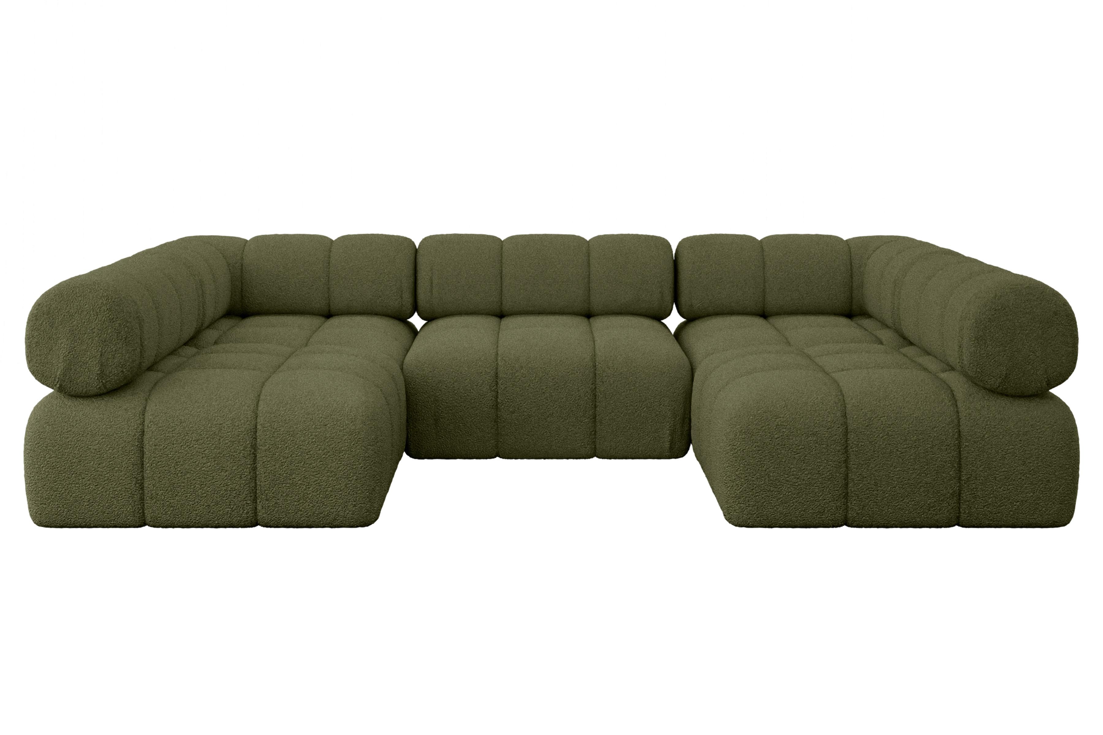 WOHNLANDSCHAFT modulares Sofa Garvo-U1 - 285x190x70 cm Grün Bouclé - Grün, Holzwerkstoff/Textil (285/70/190cm) - ALTDECOR