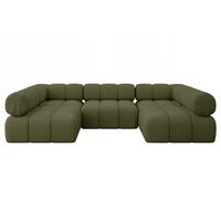 WOHNLANDSCHAFT modulares Sofa Garvo-U1 - 285x190x70 cm Grün Bouclé - Grün, Holzwerkstoff/Textil (285/70/190cm) - ALTDECOR