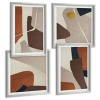 BILDER SET 4er Set - 50x50 cm & 40x60 cm Silberner Rahmen - Abstrakte moderne Formen - Silberfarben, Kunststoff (50/50cm) - TULUP