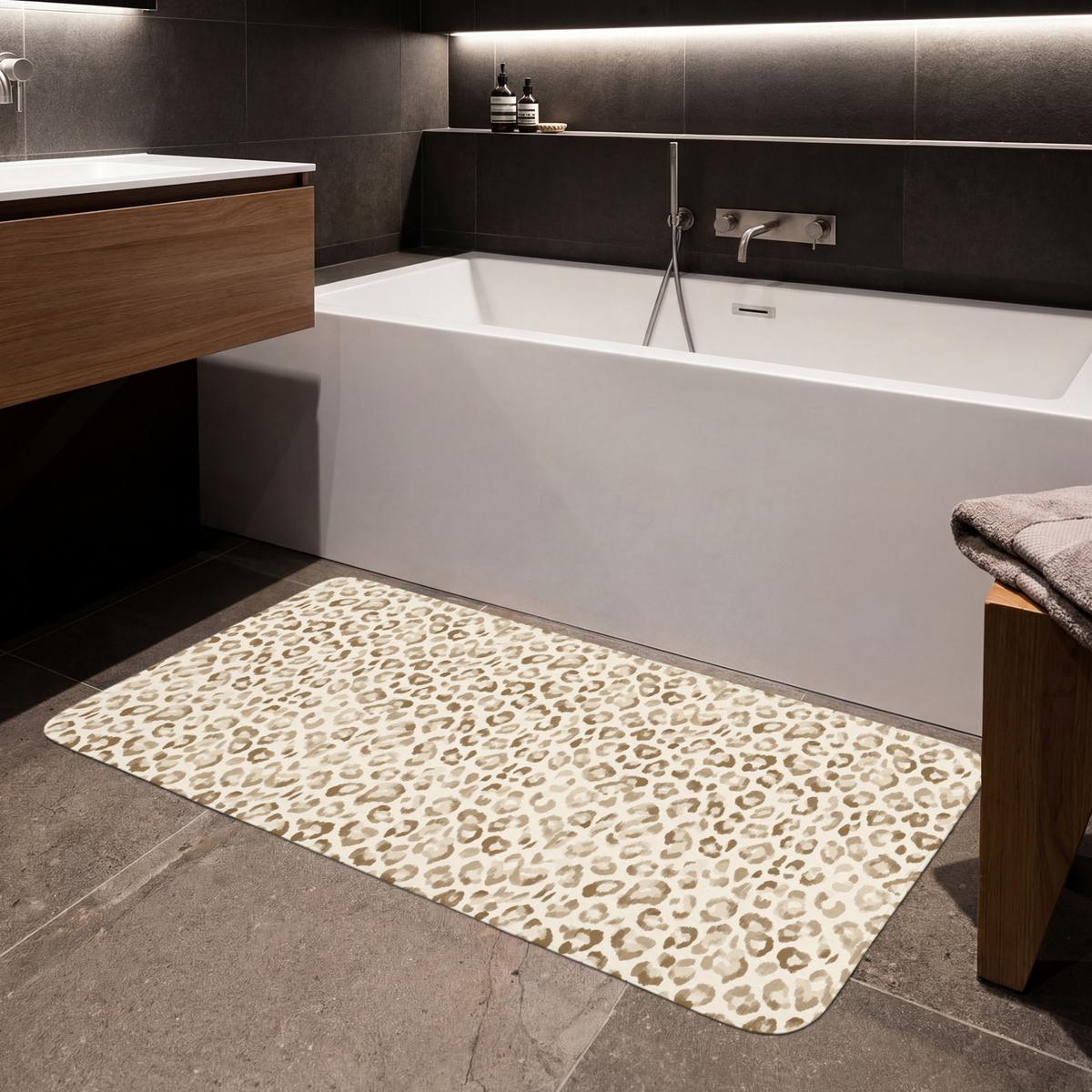 BADEMATTE Leopard - Klassisch - Beige 120x60 cm - Hellbraun, Textil (120/60cm) - OnlyWow