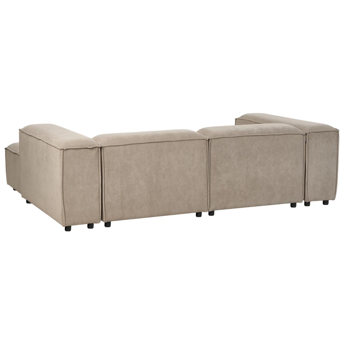 ECKSOFA Modul 3-Sitzer linksseitig Hellbraun Cord mit Ottomane Ardal - Hellbraun, Textil (240/180cm) - Beliani
