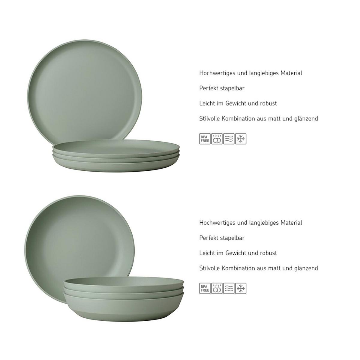 TAFEL-SET Silueta Nordic Sage 8-tlg. - Mintgrün, Kunststoff (2/2/2cm) - Mepal