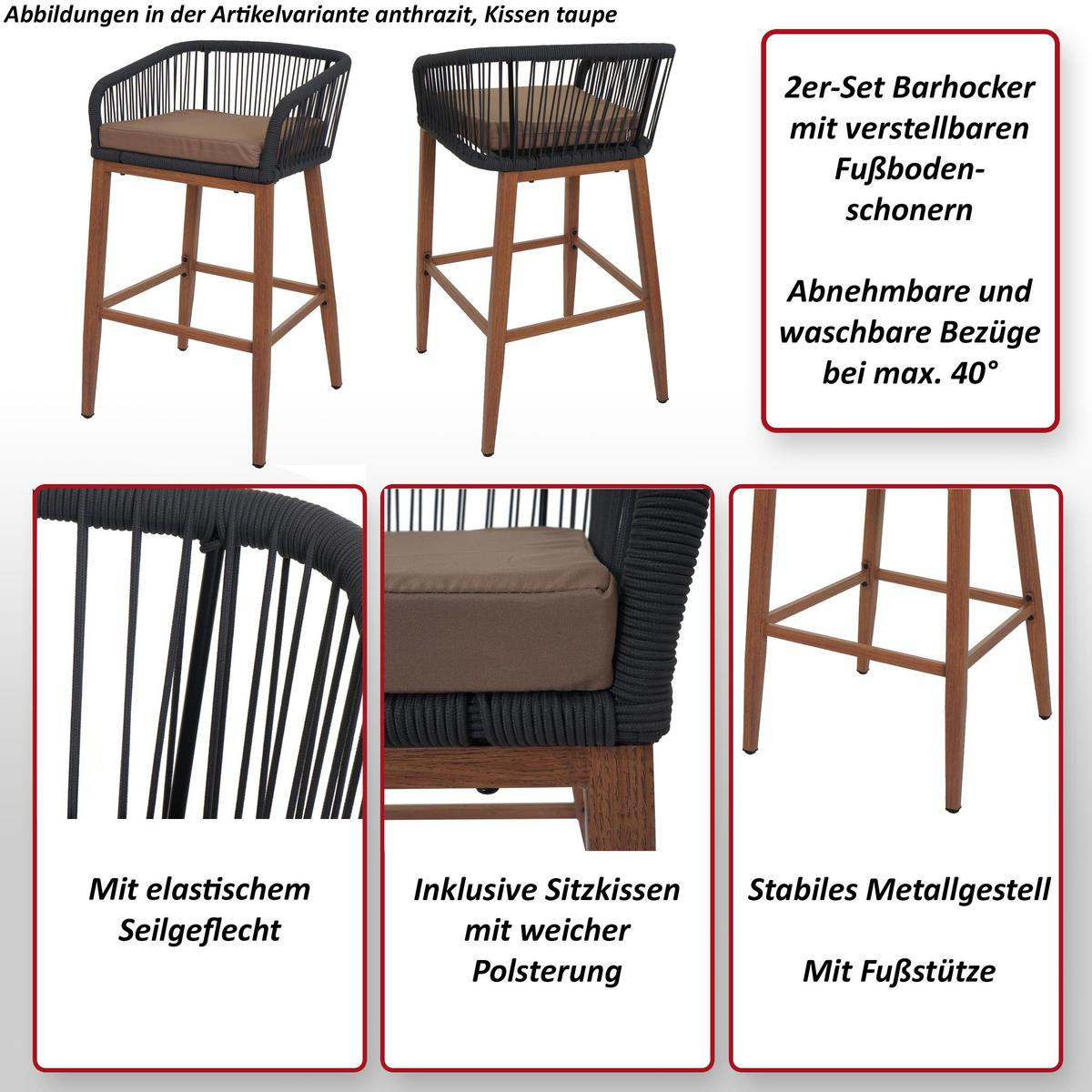 BARHOCKER Anthrazit, Hellgrau - Anthrazit/Hellgrau, Metall (51/92/53cm) - MCW
