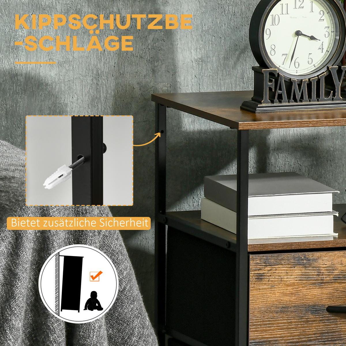 KOMMODE aus Stoff mit 2 Schubladen, Rustikal-Braun - Braun, Textil (40/70.5/45cm) - HOMCOM